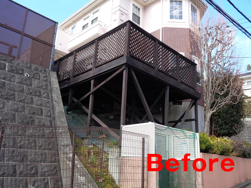 横浜市青葉区の傾斜地ウッドデッキ施工例8