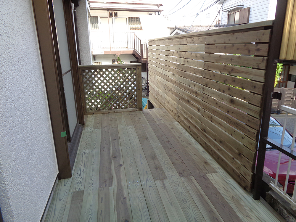 東京都世田谷区 庭 ウッドデッキ1