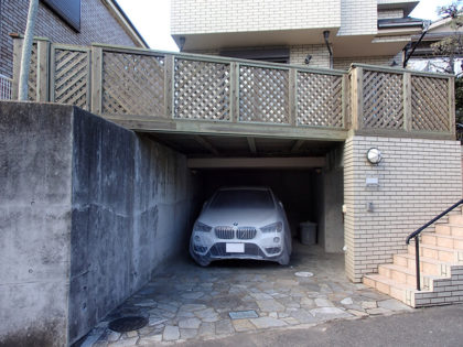 神奈川県藤沢市車庫上ウッドデッキ施工