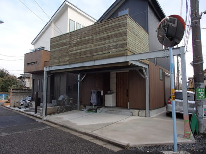 東京都杉並区　鉄骨架台ウッドデッキ