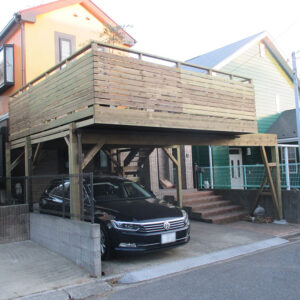 千葉市　車庫上ウッドデッキ施工