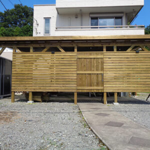 神奈川県南足柄市 自転車置き場 パーゴラ施工