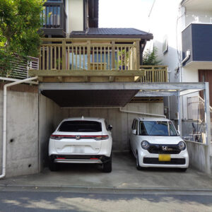 横浜市港北区の車庫上・ガレージウッドデッキ施工例