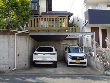 横浜市港北区の車庫上・ガレージウッドデッキ施工例